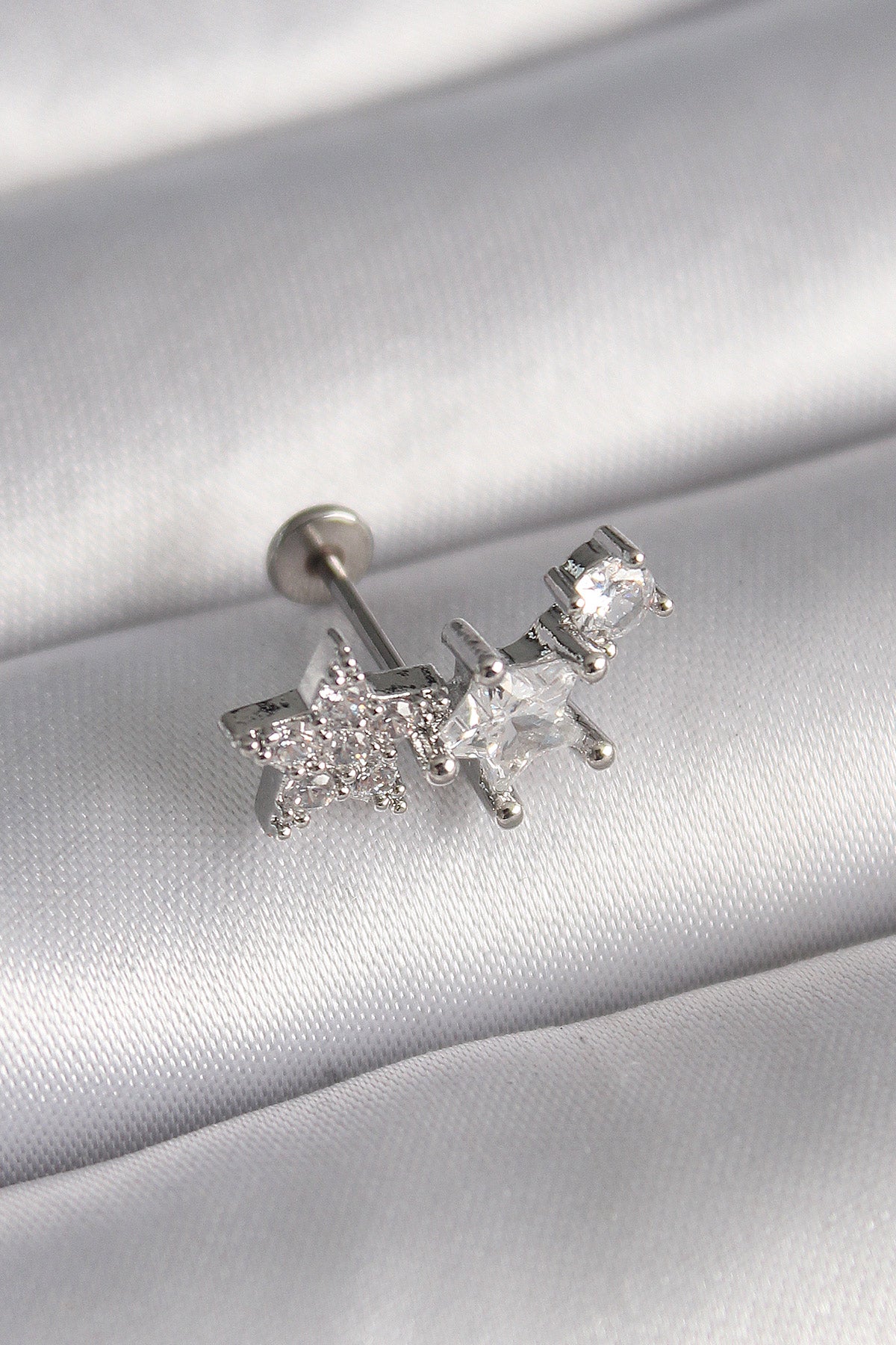 316L Steel Silver Color Zircon Stone Star Model Tragus Piercing