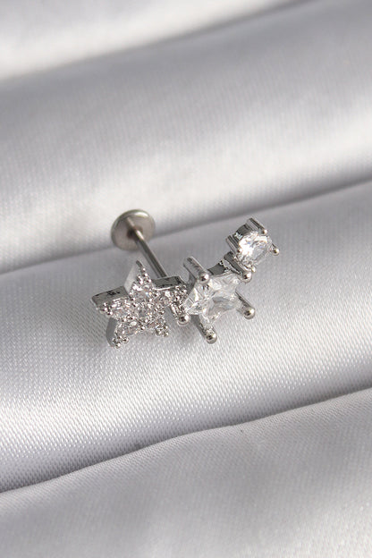316L Steel Silver Color Zircon Stone Star Model Tragus Piercing
