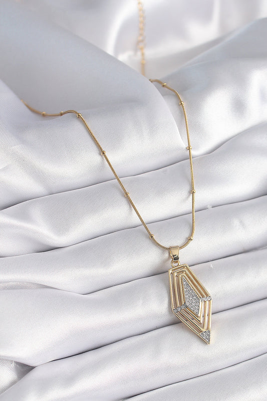 316L Steel Gold Color Zircon Stone Vintage Model Women's Necklace