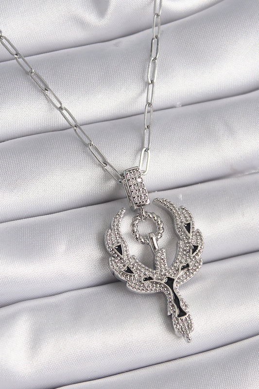 316L Steel Silver Color Zircon Stone Phoenix Model Women's Necklace