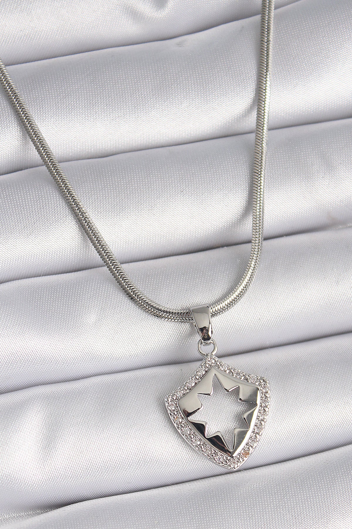316L Steel Silver Color Italian Chain Zircon Stone Polar Star Engraved Model Women's Necklace