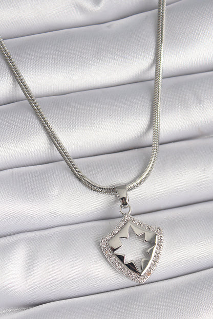 316L Steel Silver Color Italian Chain Zircon Stone Polar Star Engraved Model Women's Necklace