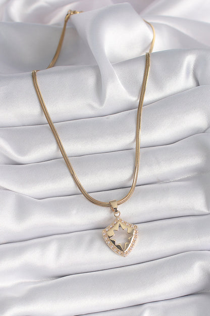 316L Steel Gold Color Italian Chain Zircon Stone Pole Star Embroidery Women's Necklace