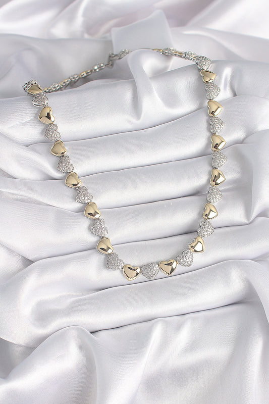 Brass Mix Color Zircon Stone Heart Model VIP Exclusive Series Women's Necklace