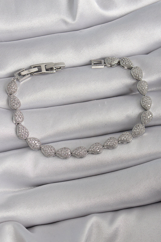 Brass Silver Color Zircon Stone Drop Model VIP Series Women's Bracelet