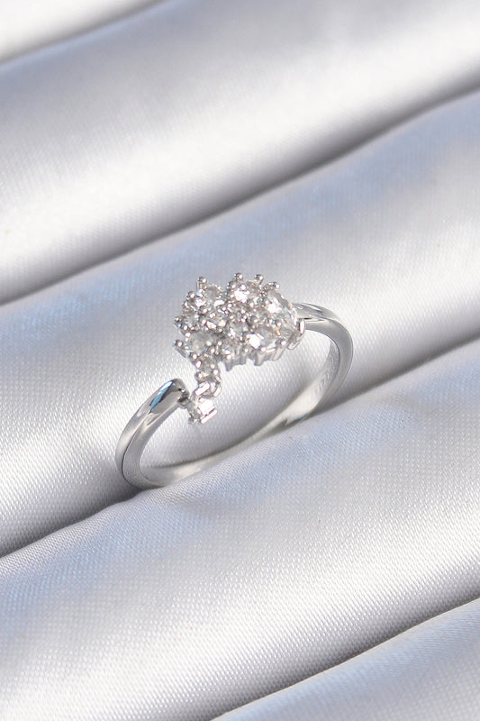 Brass Silver Color Zircon Stone Women's Ring