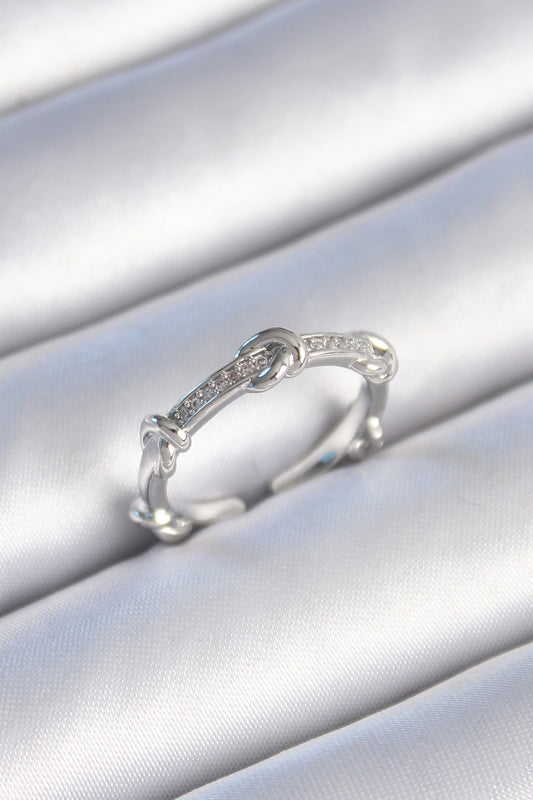 Brass Silver Color Zircon Stone Knot Model Women's Ring