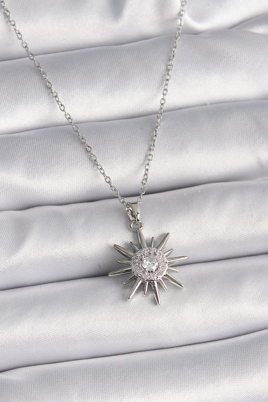 316L Steel Silver Color Chain Zircon Stone Sun Model Women's Ring