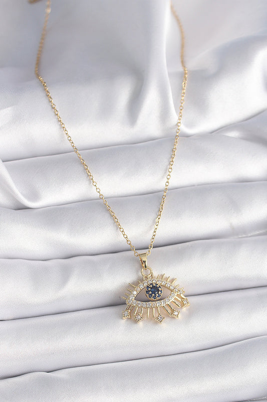 316L Steel Gold Color Chain Zircon Stone Eye Model Women's Ring