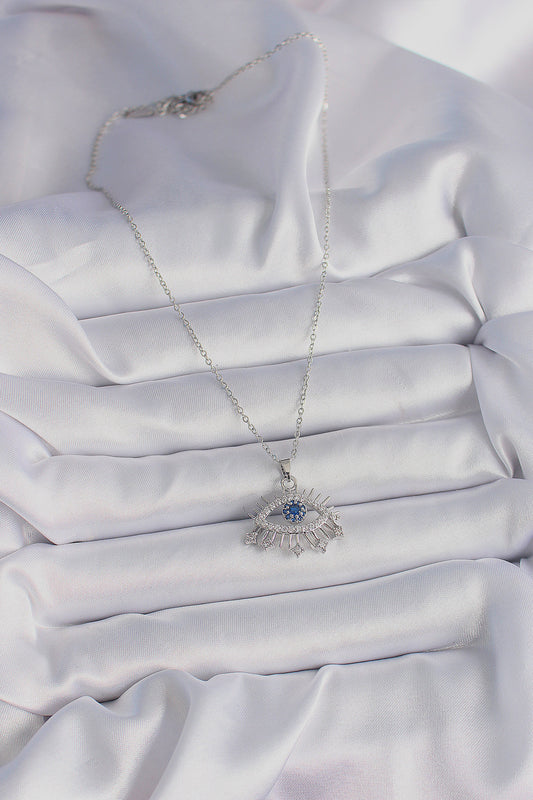 316L Steel Silver Color Chain Zircon Stone Eye Model Women's Necklace