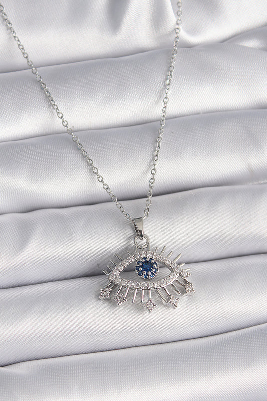 316L Steel Silver Color Chain Zircon Stone Eye Model Women's Necklace
