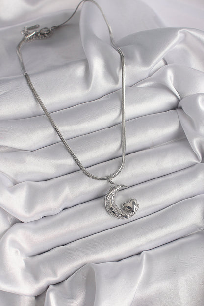 316L Steel Silver Color Italian Chain Zircon Stone Halil Figure Heart Detail Women's Necklace
