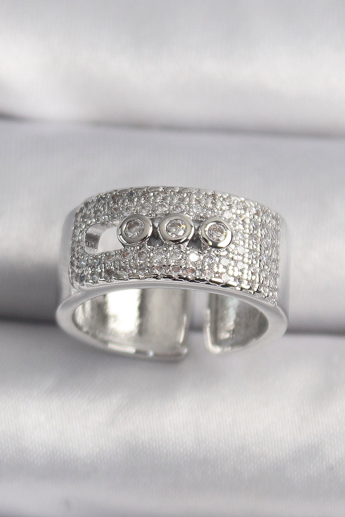 Brass Silver Color Zircon Stone Messika Model Women's Ring