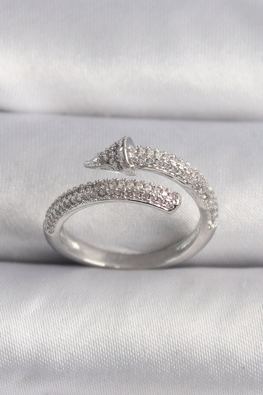 Brass Silver Color Zircon Stone Nail Model VIP Series Women's Ring