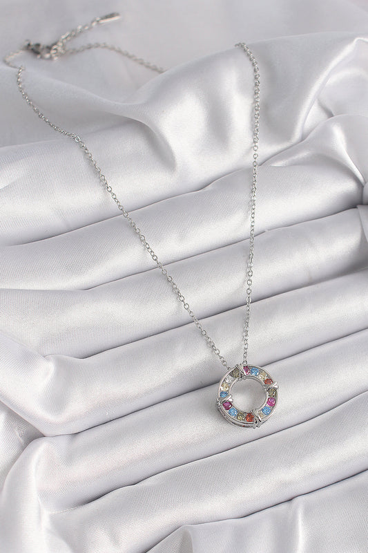 316L Steel Silver Color Chain Colorful Zircon Stone Xoxo Model Women's Necklace