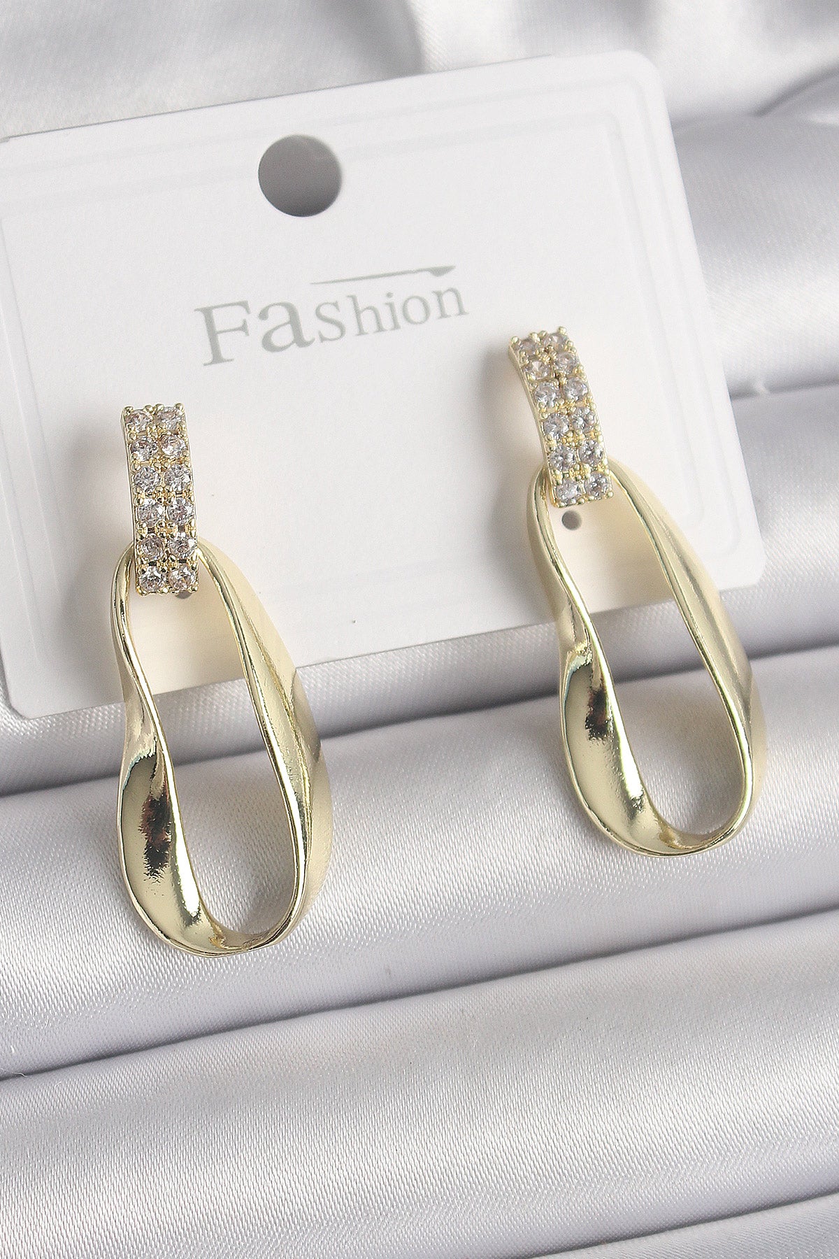 Brass Zircon Stone Dangle Women's Earrings