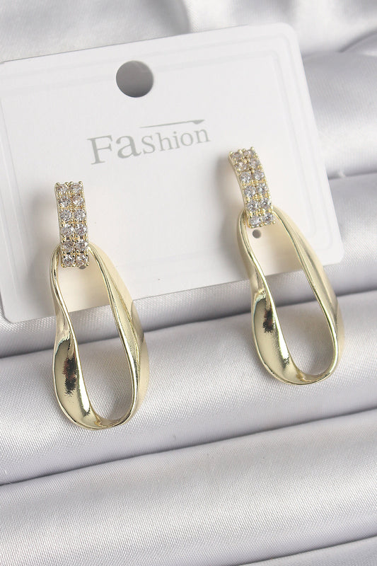 Brass Zircon Stone Dangle Women's Earrings