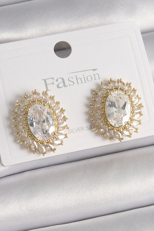 Brass Gold Color Zircon Stone Women's Earrings