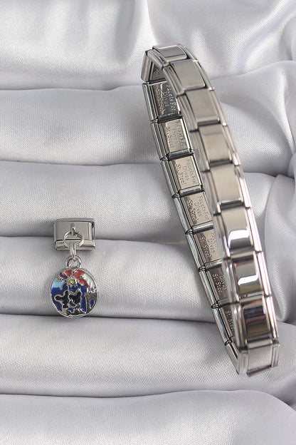 316L Steel Silver Color Dangle Earth Model Nomination Charm