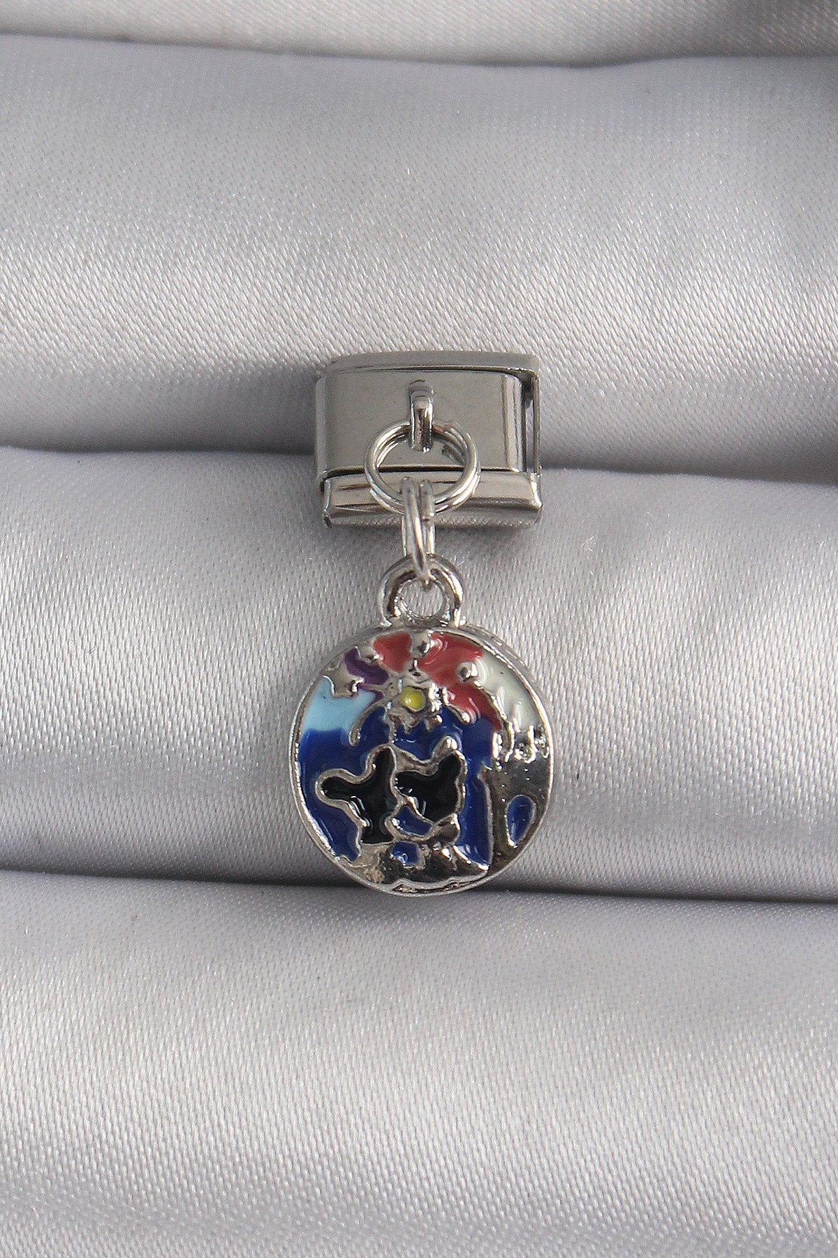 316L Steel Silver Color Dangle Earth Model Nomination Charm
