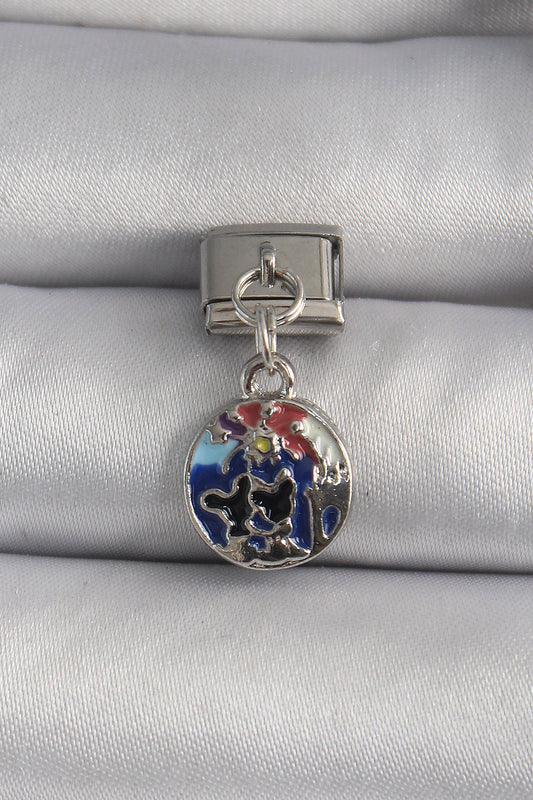 316L Steel Silver Color Dangle Earth Model Nomination Charm