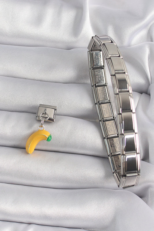 316L Steel Silver Color Dangle Banana Model Nomination Charm