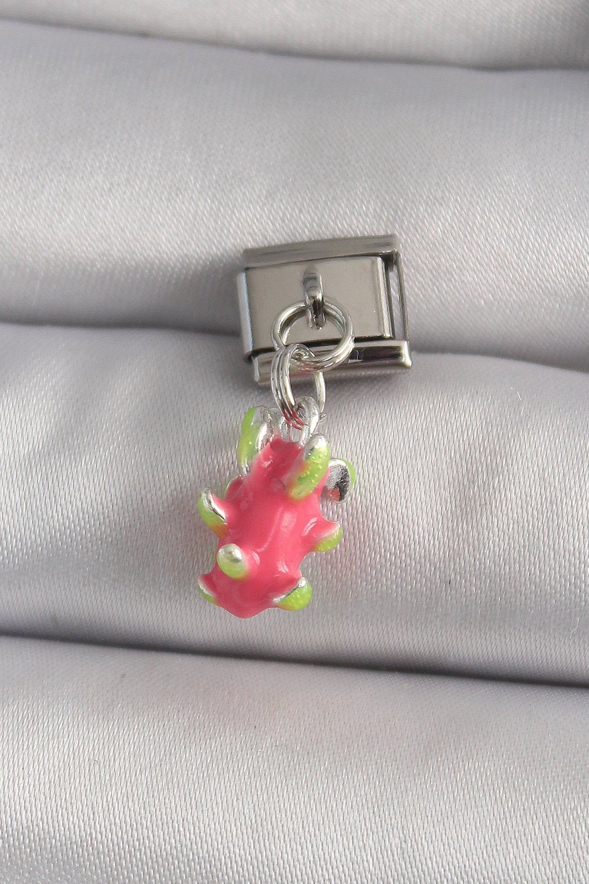 316L Steel Silver Color Dangle Dragon Fruit Model Nomination Charm