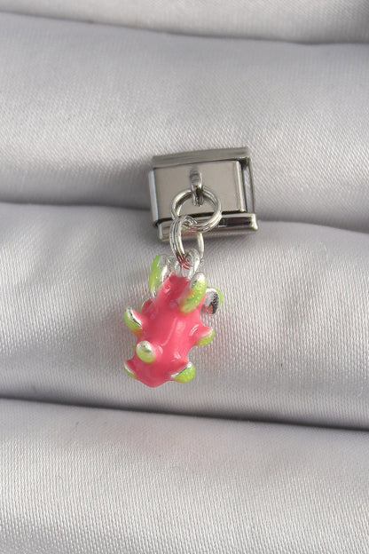 316L Steel Silver Color Dangle Dragon Fruit Model Nomination Charm