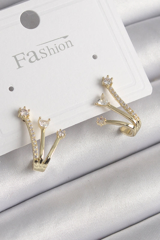 Brass Gold Color Zircon Stone Women's Earrings