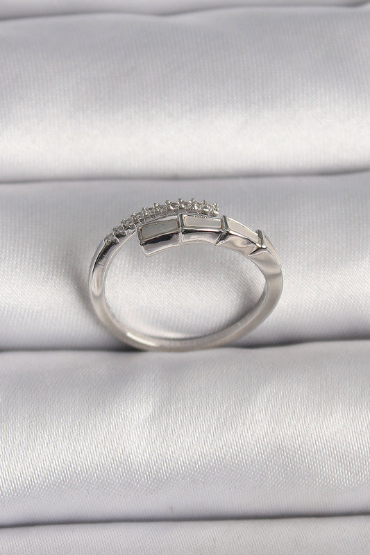 Brass Silver Color Zircon Stone Snake Model Adjustable Ring
