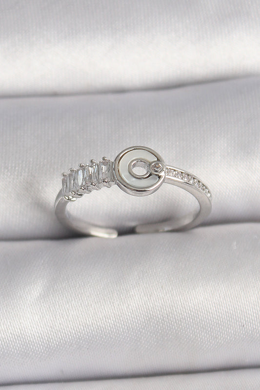 Brass Silver Color Zircon Stone Adjustable Women's Ring