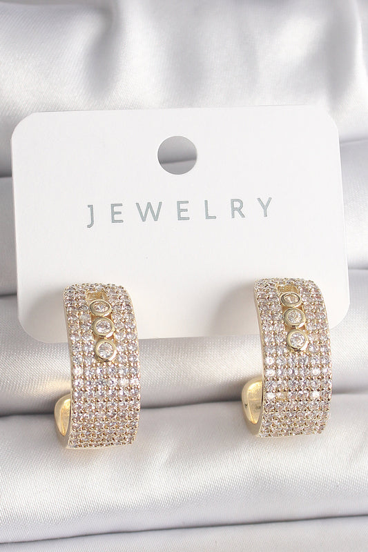 Brass Gold Color Zircon Stone Hoop Messika Model Women's Earrings