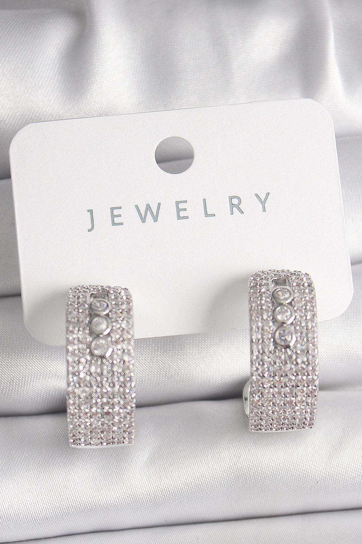 Brass Silver Color Zircon Stone Hoop Messika Model Women's Earrings