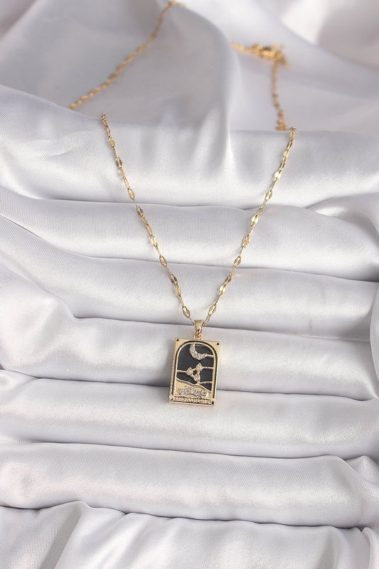 316L Steel Gold Color Zircon Stone Moon Figured Tarot Model Women's Necklace