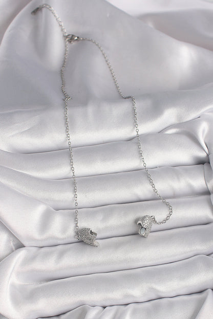 316L Steel Silver Color Zircon Stone Magnetic Heart Model Women's Necklace