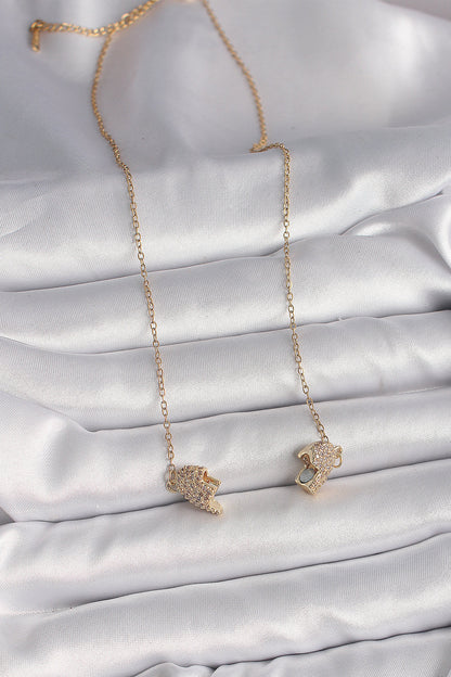 316L Çelik Gold Renk Zincir Zirkon Taşlı Mıknatıslı Kalp Model Kadın Kolye