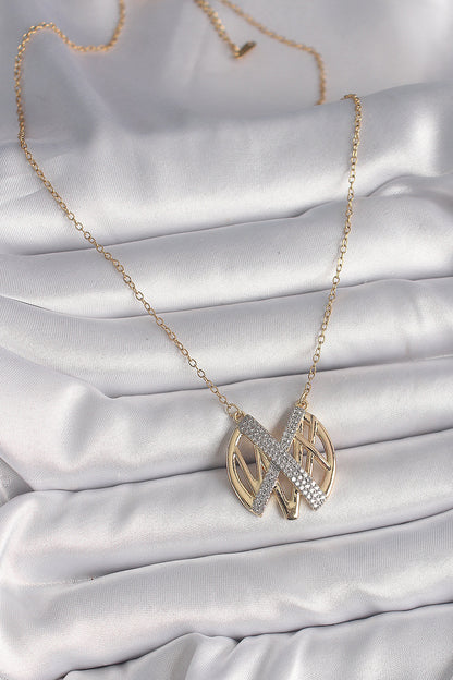 316L Çelik Gold Renk Zirkon Taşlı Vintage Model Kadın Kolye