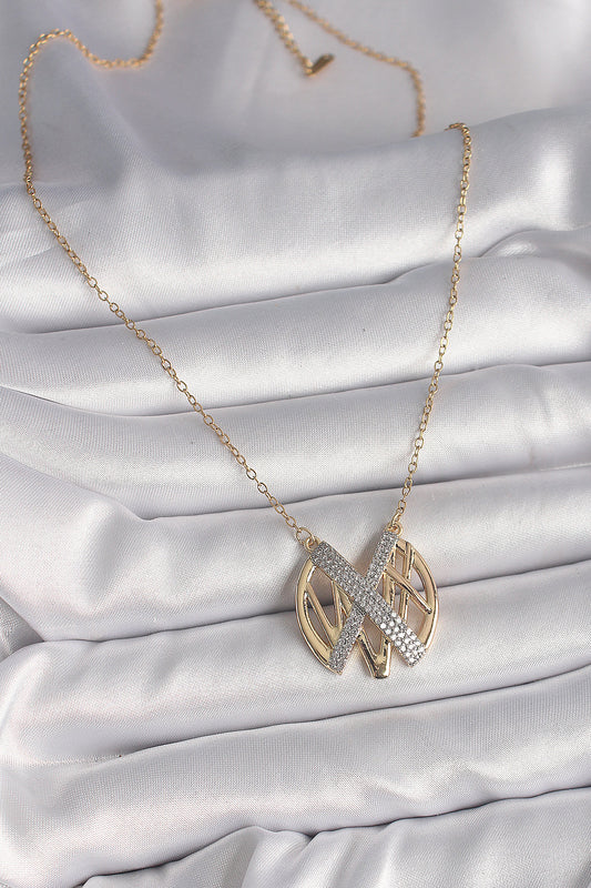 316L Steel Gold Color Zircon Stone Vintage Model Women's Necklace