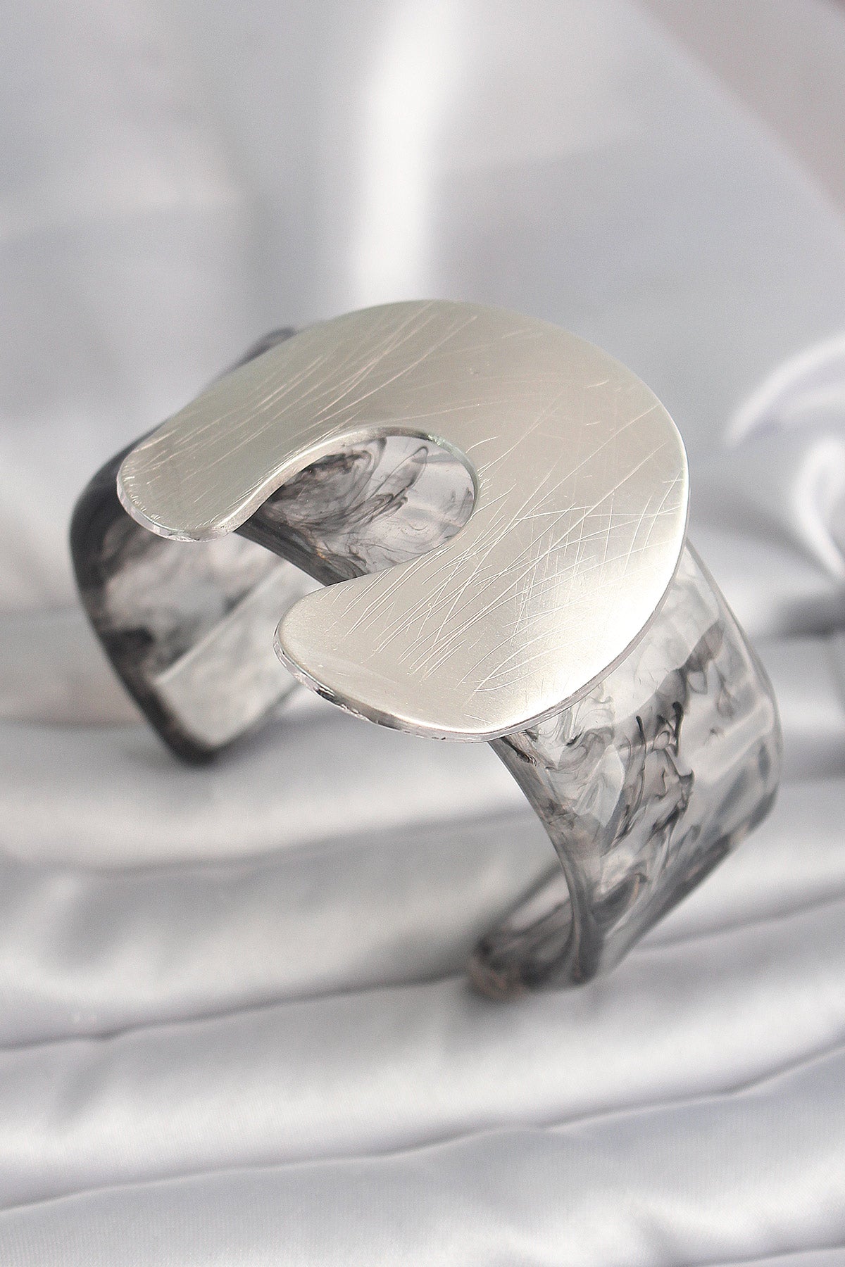 Black Marble Pattern Acrylic Plate Vintage Women's Bracelet