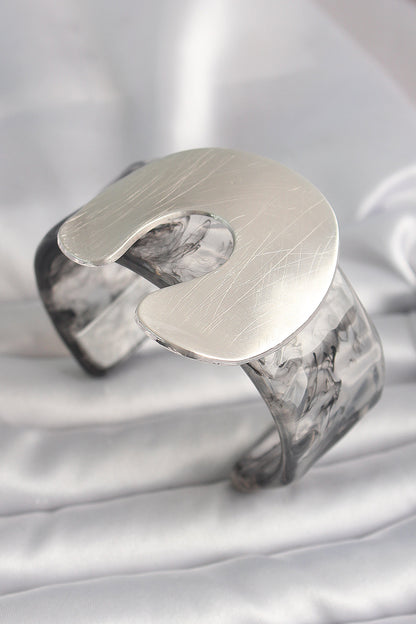 Black Marble Pattern Acrylic Plate Vintage Women's Bracelet