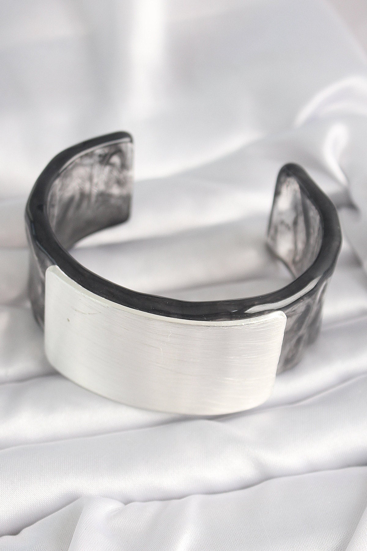 Black Marble Pattern Acrylic Plastic Rectangular Plate Model Vintage Women's Bracelet