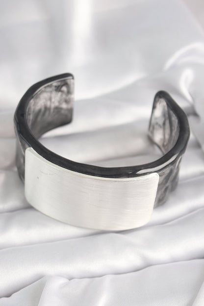 Black Marble Pattern Acrylic Plastic Rectangular Plate Model Vintage Women's Bracelet