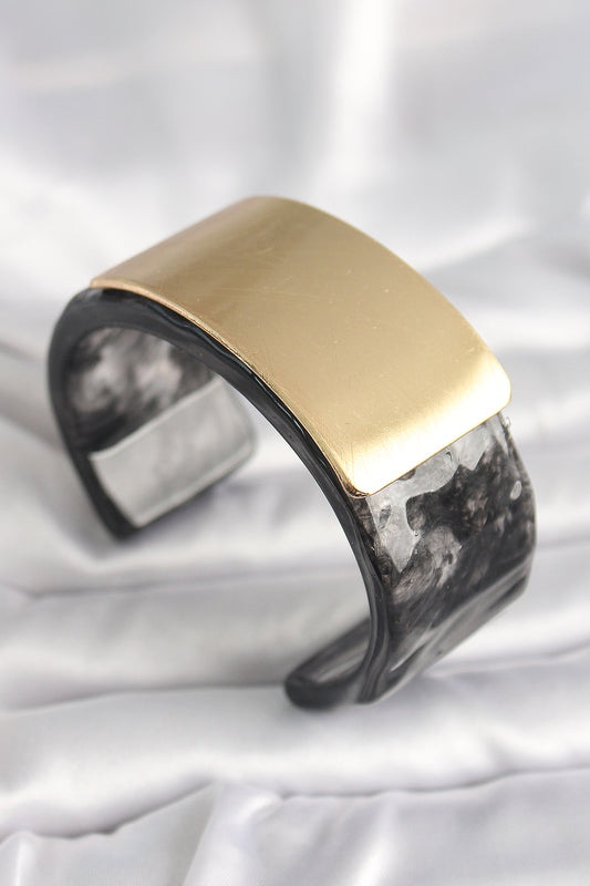 Black Marble Pattern Acrylic Plastic Goal Rectangle Plate Model Vintage Women's Bracelet