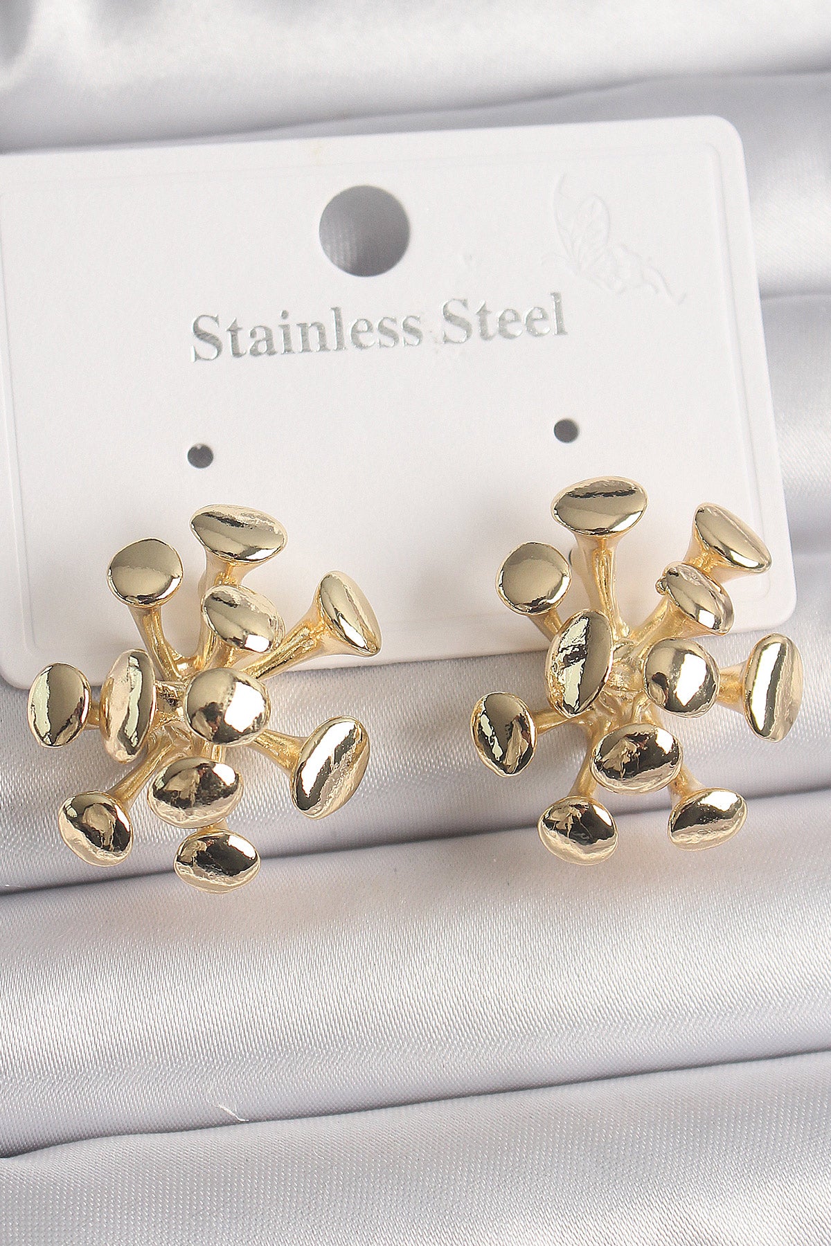 Brass Gold Color Virus Figure Model Women's Earrings