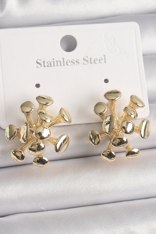 Brass Gold Color Virus Figure Model Women's Earrings