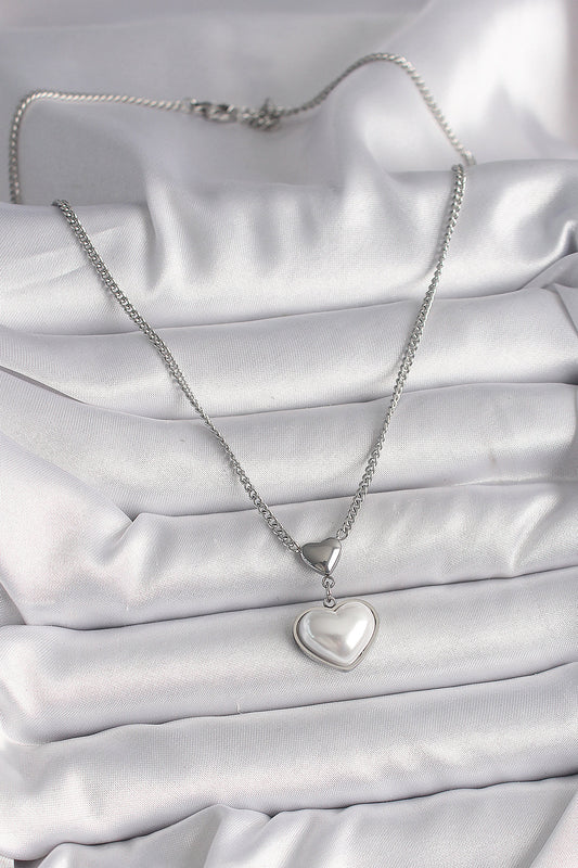 316L Steel Silver Color Chain 3D Heart Model Women's Necklace