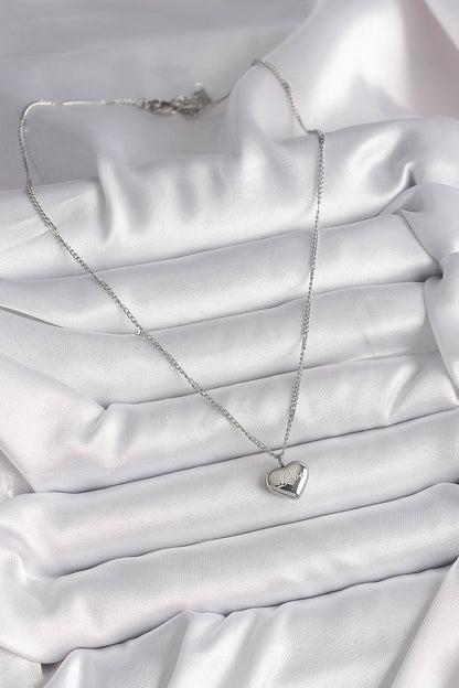 316L Steel Silver Color Chain Love Engraved Heart Figure Women's Necklace