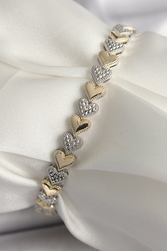 Brass Mix Color Zircon Stone Heart Model VIP Series Women's Bracelet