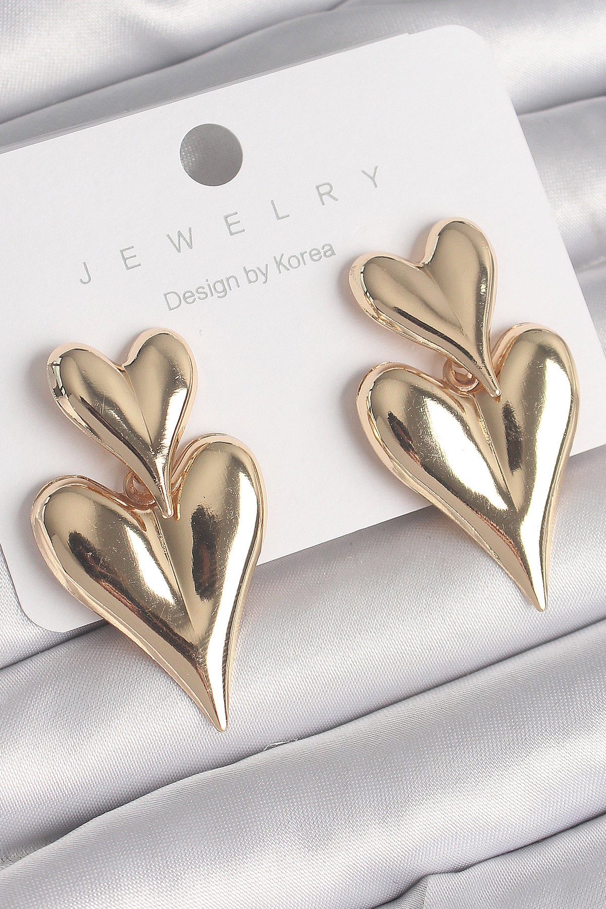 Brass Gold Color Dangle Heart Model Women's Earrings