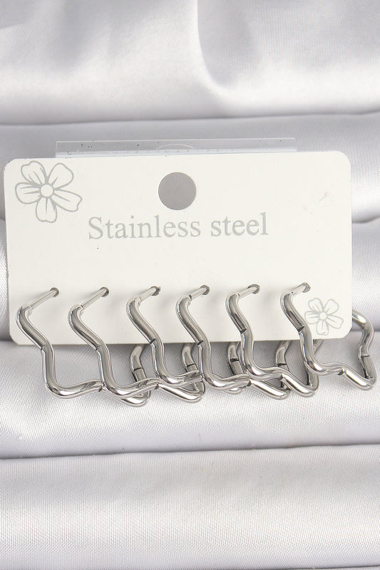 316L Çelik Gümüş Renk Yıldız Model Kadın Küpe Seti